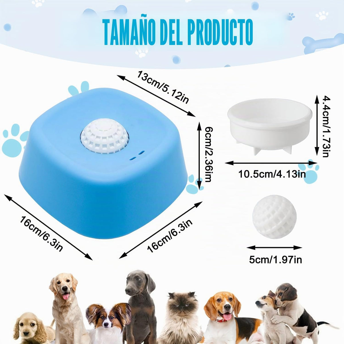 Cuenco lamedor para mascotas con bola rodante